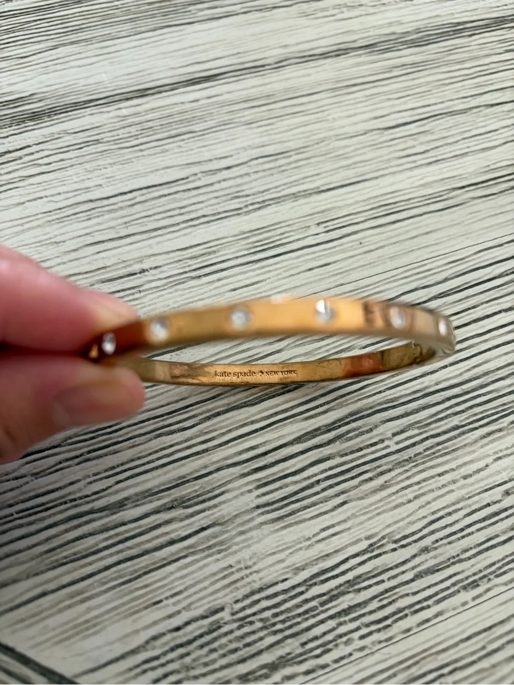 Kate Spade Rose Gold Crystal Accent Bangle Bracelet - Picture 3 of 3